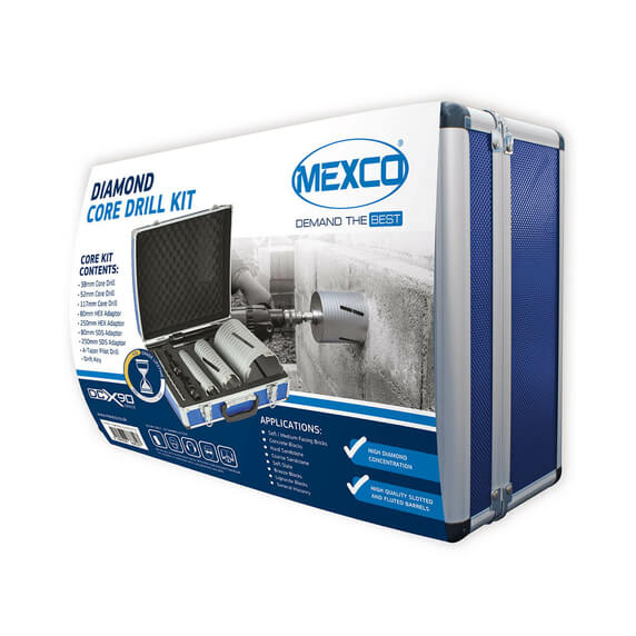 Mexco DCX90 9-Piece Slotted Dry Core Drill Set