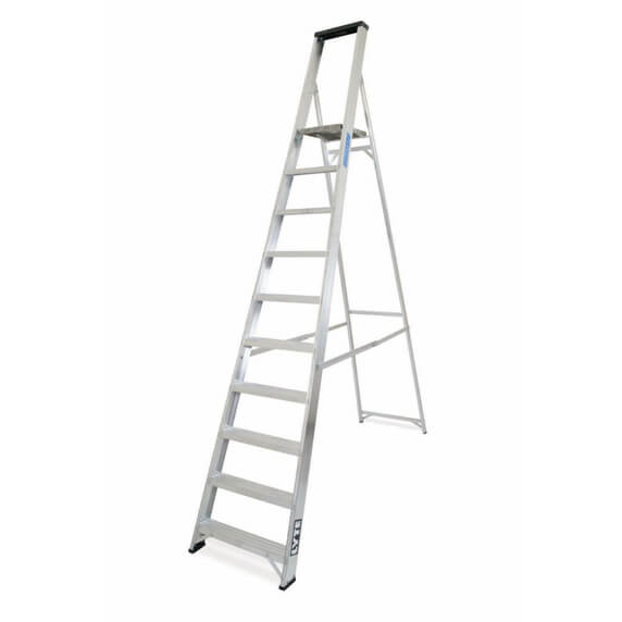 Lyte NBSBP10 Industrial Aluminium Platform Stepladder with Tool Tray (10 Tread - 2.7m)