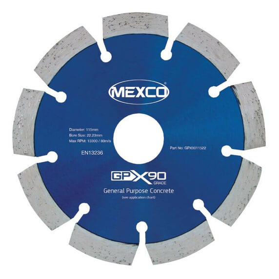 Mexco GPX90 115mm General Purpose Concrete Diamond Blade