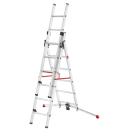 Hailo S100 Profilot Combination Ladder with Adjustable Stabiliser (2x6 + 1x5 Rung - 3.7m)