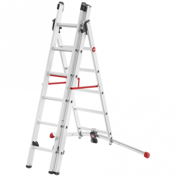 Hailo S100 Profilot Combination Ladder with Adjustable Stabiliser (2x6 + 1x5 Rung - 3.7m)