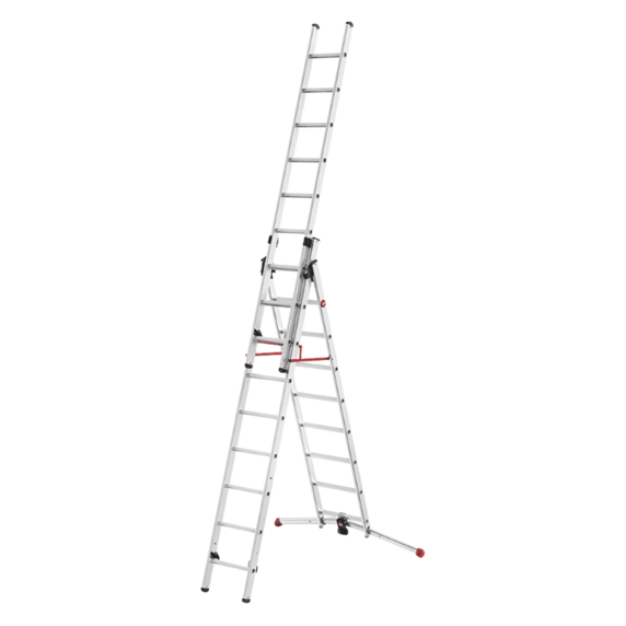 Hailo S100 Profilot Combination Ladder with Adjustable Stabiliser (2x9 + 1x8 Rung - 5.6m)