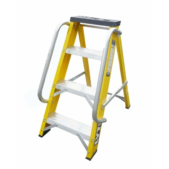 Lyte NGFBB4 Heavy Duty Fibreglass Swingback Stepladder with Tool Tray (4 Tread - 790mm)