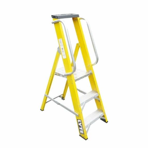 Lyte NGFBP3 Heavy Duty Fibreglass Platform Stepladder with Tool Tray (3 Tread - 590mm)