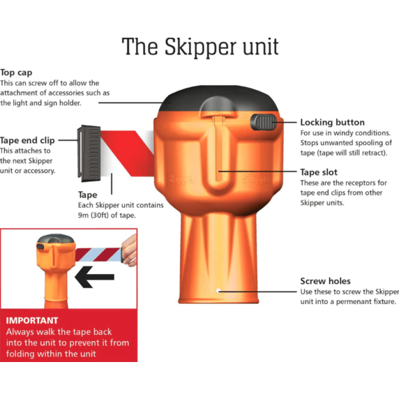 Skipper 9m Retractable Belt Barrier Unit