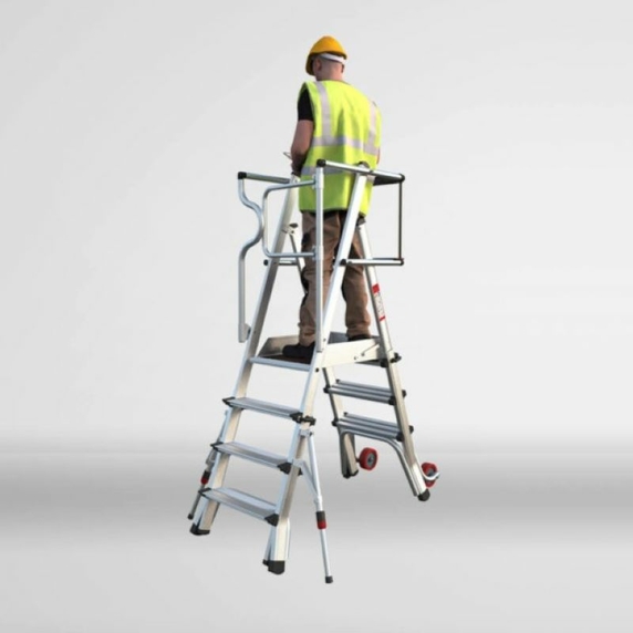 Alpha Deck Flex 3-4 Rung Adjustable Work Platform Step Ladder (0.71m - 0.89m Platform)