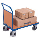 Variofit Push Bar Wooden Platform Trolley with End Board - 500kg