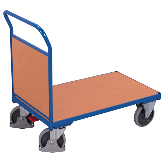 Variofit Push Bar Wooden Platform Trolley with End Board - 500kg