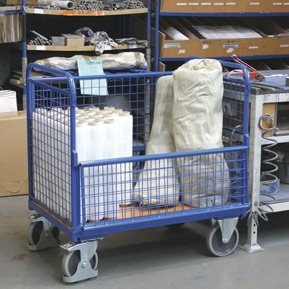 Variofit Box Trolley with Mesh Panels & Drop Down Side - 500kg