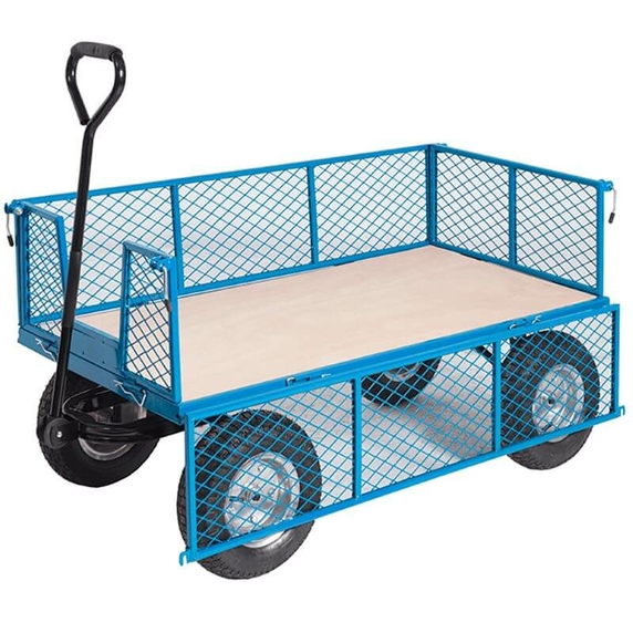 Industrial Turntable Truck with 1200 x 600mm Plywood Platform & Mesh Sides - 400kg