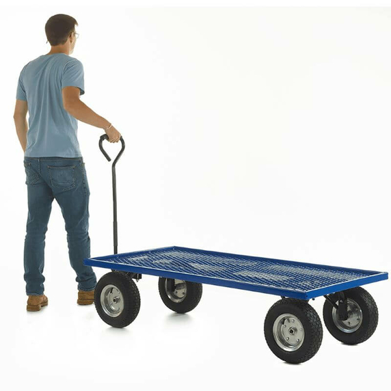 Industrial Turntable Flatbed Trolley with 1500 x 750mm Mesh Platform - 500kg