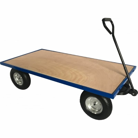 Industrial Turntable Flatbed Trolley with 1500 x 750mm Plywood Base - 500kg